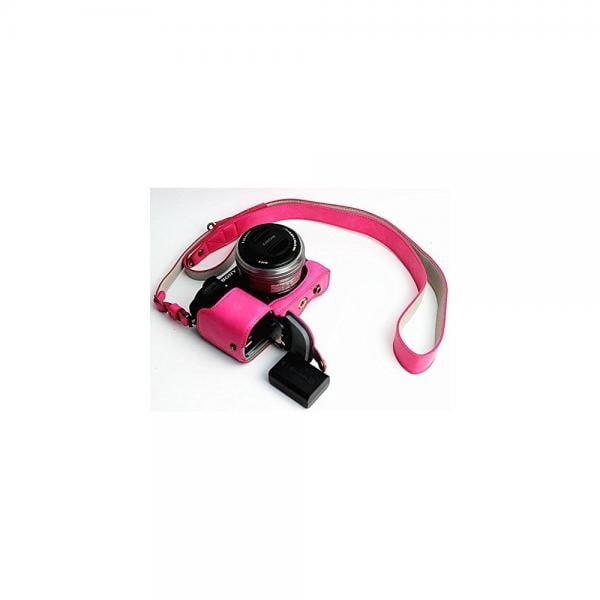 Full Protection Bottom Opening Version Protective PU Leather Camera Case Bag with Tripod Design Compatible for Sony ILCE6000 a6000 with Shoulder Neck Strap Belt Magenta Full Protection Bottom Opening Version Protective PU Leather Camera Case Bag with Tripod Design Compatible for Sony ILCE6000 a6000 with Shoulder Neck Strap Belt Magenta